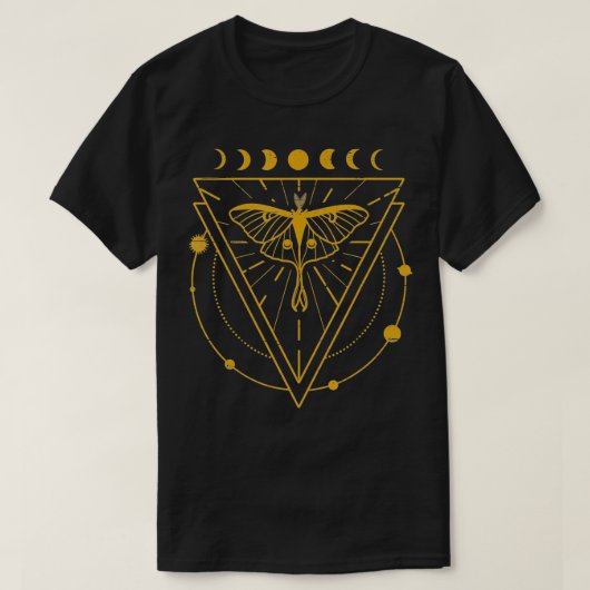 Mystische Luna-Moth mit Mond-Phasen und HimmelsOb T-Shirt (Design vorne)