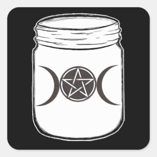 Mystische Magie Monde Mason Glas Halloween-Party Quadratischer Aufkleber