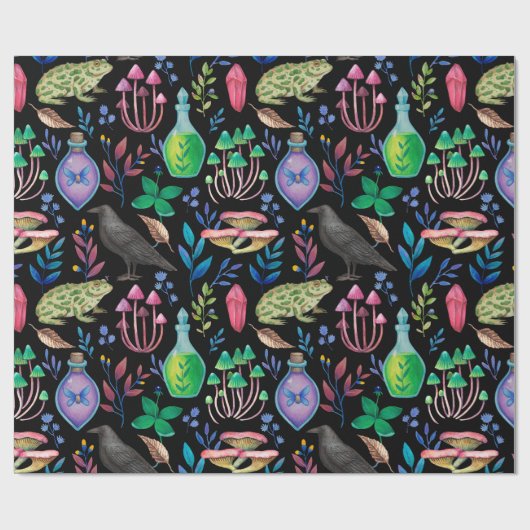 Mystische Magie und Hexenkunst Naturelemente Geschenkpapier (Flach)