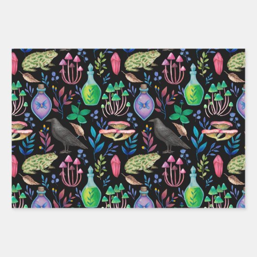 Mystische Magie und Hexenkunst Naturelemente Geschenkpapier Set (Vorderseite 2)