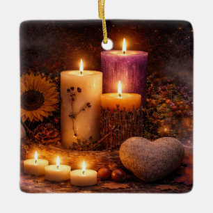 Mystische magische Herbstkerzen Keramikornament