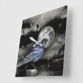 Mystische magische Raben oder Krähen und Mond Quadratische Wanduhr (Winkel)