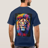 Mystische Majestät: Dunkelblauer Löwe-T - Shirt fü (Rückseite)