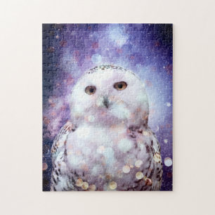 Mystische Majestätische Galaxie Schneeeule Puzzle