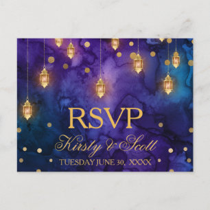 Mystische Marrakesch-Nachtlaternen Hochzeit RSVP Postkarte