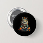 Mystische meditierende Katze - Boho-Zen-Kunst - Yo Button (Vorne & Hinten)