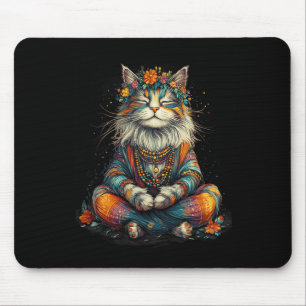Mystische meditierende Katze - Boho-Zen-Kunst - Yo Mousepad