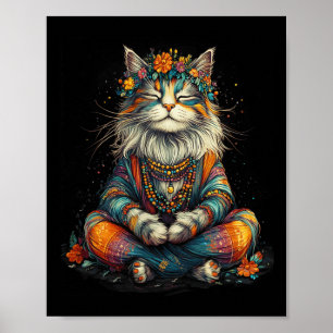 Mystische meditierende Katze - Boho-Zen-Kunst - Yo Poster