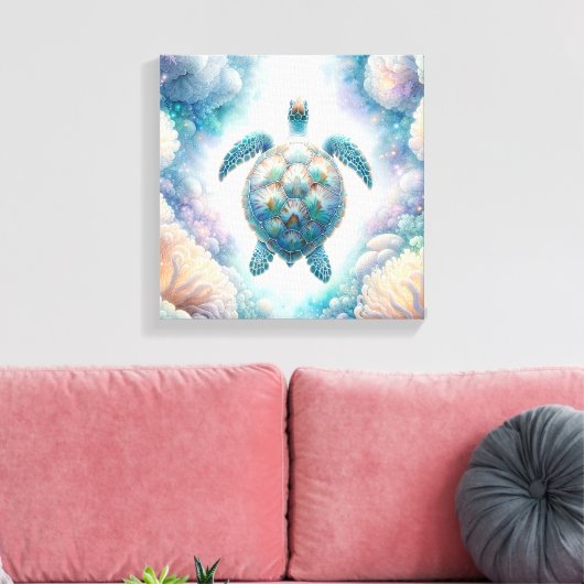 Mystische Meeresschildkröte Art Canvas Prints Leinwanddruck (Insitu (Wohnzimmer))