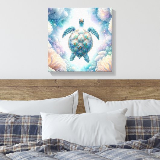 Mystische Meeresschildkröte Art Canvas Prints Leinwanddruck (Insitu (Schlafzimmer))