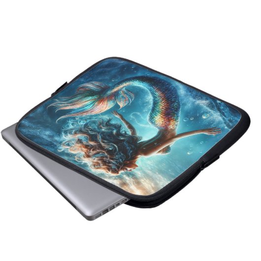 Mystische Meerjungfrauenkunst - farbenfrohe Schwan Laptopschutzhülle (Vorne Knopf)