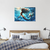 Mystische Meerjungfrauenkunst - farbenfrohe Schwan Leinwanddruck (Insitu (Schlafzimmer))