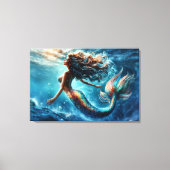 Mystische Meerjungfrauenkunst - farbenfrohe Schwan Leinwanddruck (Vorderseite)