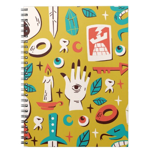 Mystische Melange: Nahtlose okkulte Elemente Notizblock (Vorderseite)