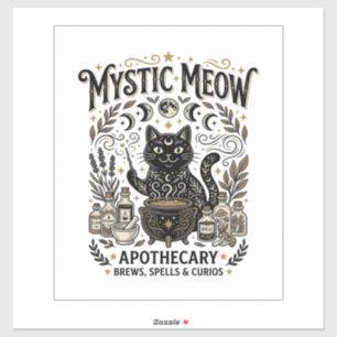 Mystische Meow-Katzen-Hexen-Apotheke Katze Vinta Aufkleber