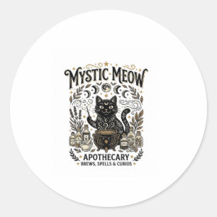 Mystische Meow-Katzen-Hexen-Apotheke Katze Vinta Runder Aufkleber