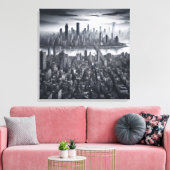 Mystische Metropole: New York in Monochrome Leinwanddruck (Insitu (Wohnzimmer))