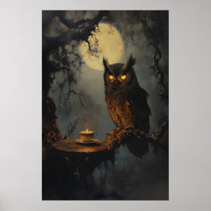 Mystische Mond-Eulen-Kunst Dark Academia Cottageco Poster