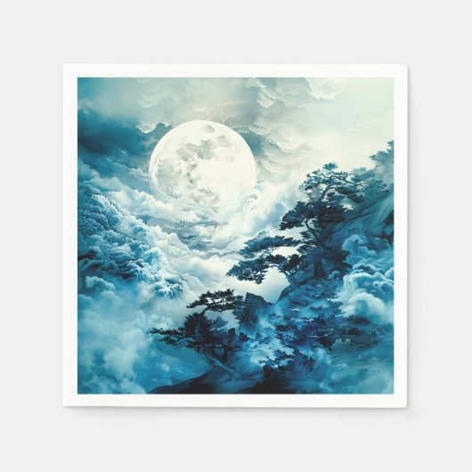 Mystische mondbeschienene Berglandschaft Serviette (Vorderseite)
