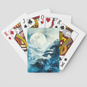 Mystische mondbeschienene Berglandschaft Spielkarten