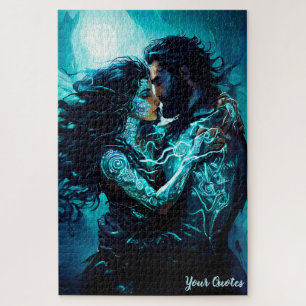 Mystische mondbeschienene Liebesfantasie-Romantik Puzzle