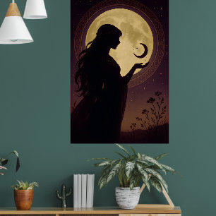 Mystische Mondgöttin, Silhouette der himmlischen F Poster
