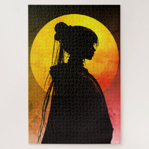 Mystische Mondlicht-Silhouette – Elegante Anime Puzzle