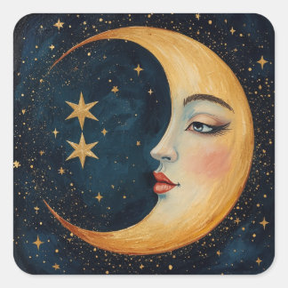 Mystische Mondmagie — Enchanting Celestial Quadratischer Aufkleber