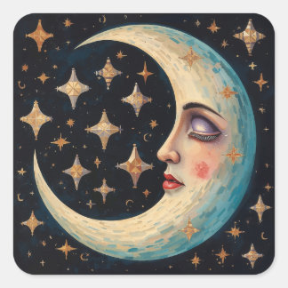 🌙✨ Mystische Mondmagie — Enchanting Celestial Quadratischer Aufkleber