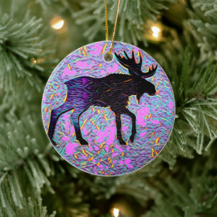 Mystische Moose Lila Weihnachtsfest Keramik Ornament