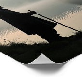 Mystische Morgennebel über dem See - Silhouette Poster (Ecke)