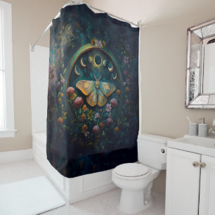 Mystische Motte und Mondphasen-Portal-Kunst LARGE Duschvorhang