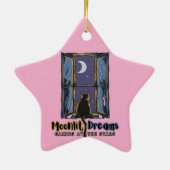 Mystische Nacht: Schwarze Katze und Halbmond-Szene Keramik Ornament (Hinten)