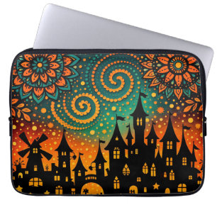 Mystische Nachtschloss-Silhouette Laptopschutzhülle