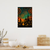 Mystische Nachtschloss-Silhouette Poster (Küche)