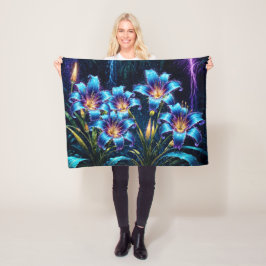 Mystische neonbotanische Natur inspiriertes Design Fleecedecke