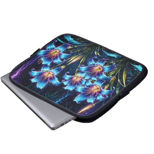 Mystische Neonliken botanische Pflanze Laptopschutzhülle (Vorne Knopf)