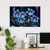 Mystische Neonliken botanische Pflanze Poster (Heimbüro)