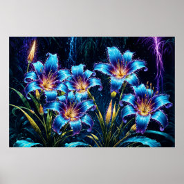 Mystische Neonliken botanische Pflanze Poster