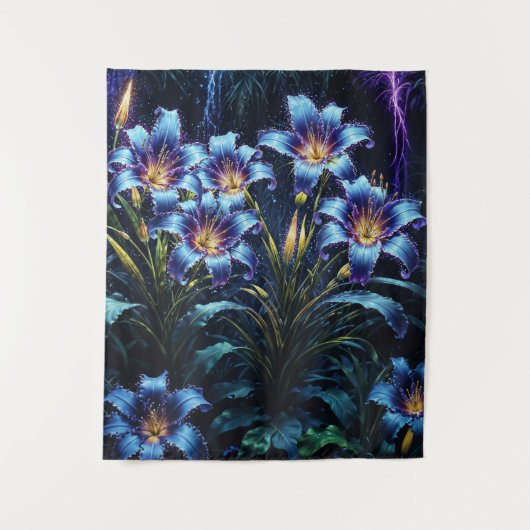 Mystische Neonliken botanische Pflanze Wandteppich (Vorderseite)