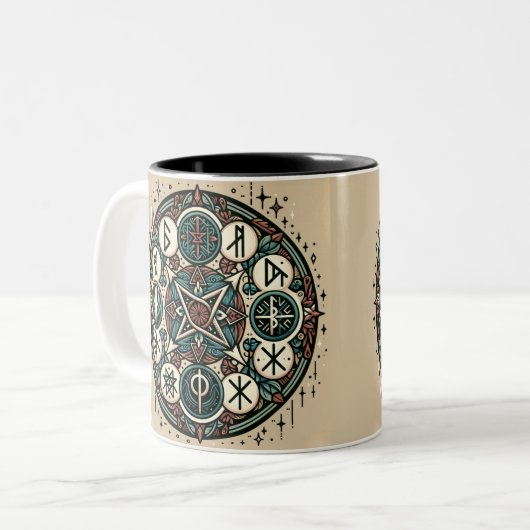 Mystische Norse Runes: Ein Saga antiker Symbole Zweifarbige Tasse (Vorderseite Links)