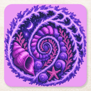 Mystische Ozean-Spiralgalaxie-Schalen-Kunst Lila Rechteckiger Pappuntersetzer