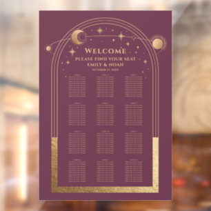 Mystische Pflaume Gold Sun Moon Stars Hochzeit Fensteraufkleber