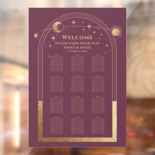 Mystische Pflaume Gold Sun Moon Stars Hochzeit Fensteraufkleber