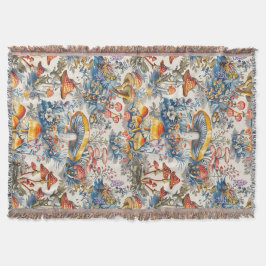 Mystische Pilze in Toile De Jouy Decke