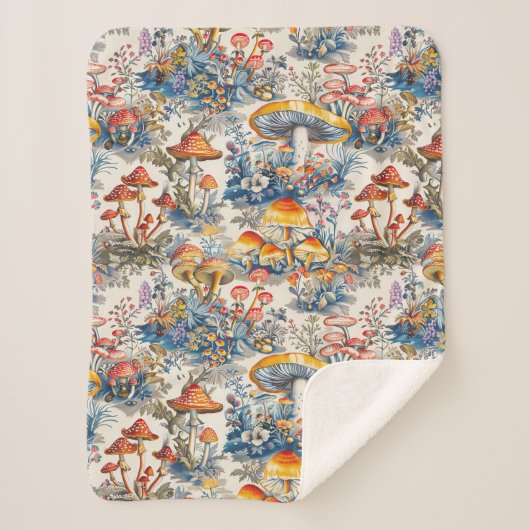 Mystische Pilze in Toile De Jouy Sherpadecke (Vorderseite)