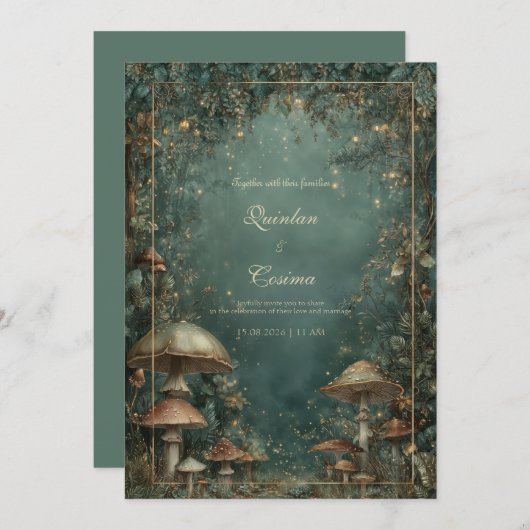 Mystische Pilze und milde Lichter Einladung (Vorne/Hinten)
