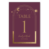 Mystische PumGold Sun Moon Astronomie Hochzeit Tischnummer (Vorderseite)