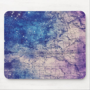Mystische Purpur-Himmels-Weltkarte Mousepad