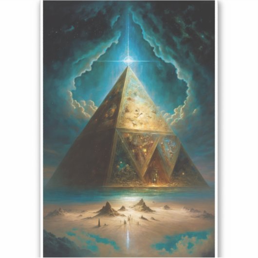 Mystische Pyramide Visionäre Kunst Aufkleber (Vorderseite)